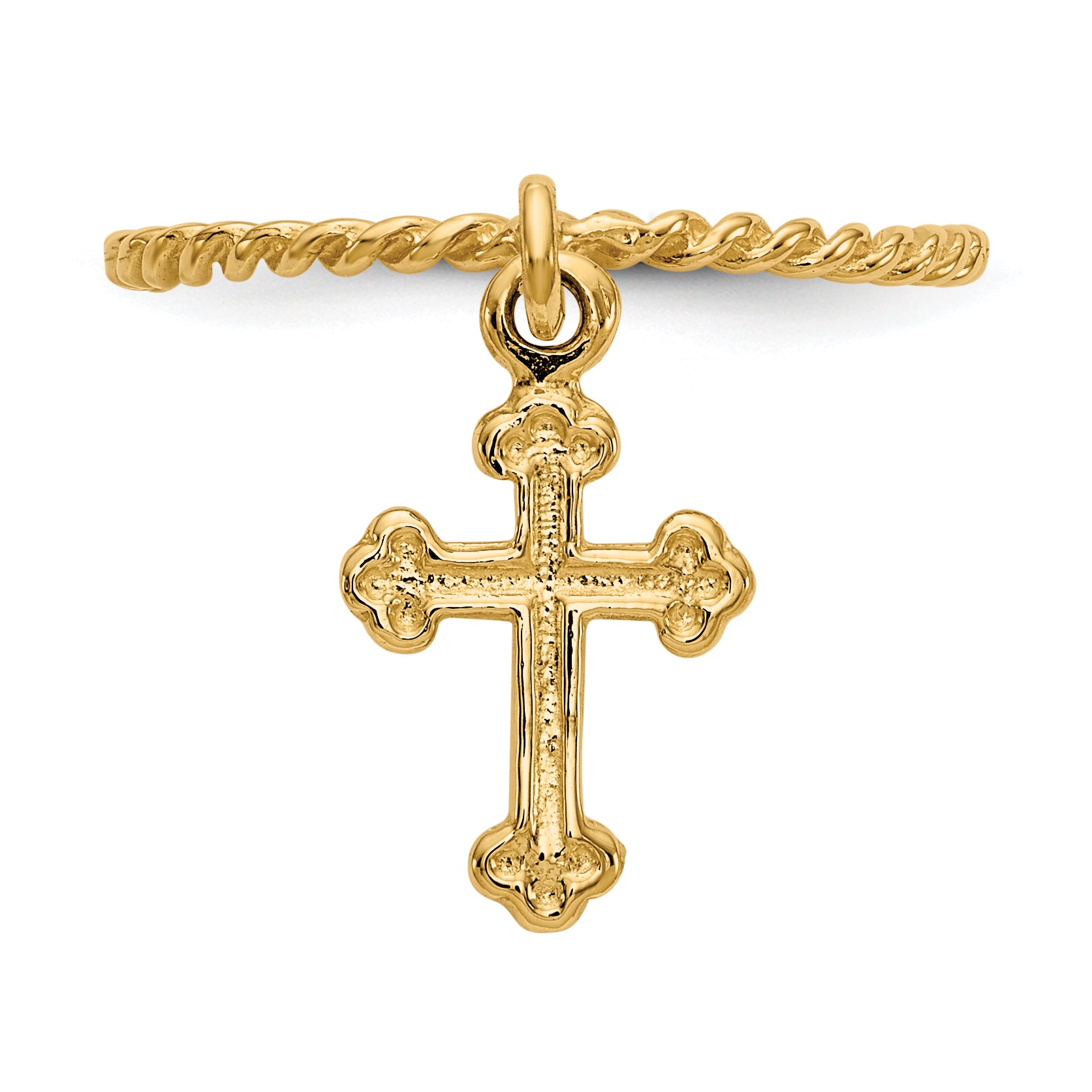 14k Cross Dangle Twisted Band Size 4 Baby / Childs Ring K5112