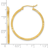14k 1.75x30mm Satin Diamond-cut Square Tube Hoop Earrings TF1089