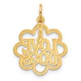 14k I LOVE DOGS In Scalloped Circle Charm C1841