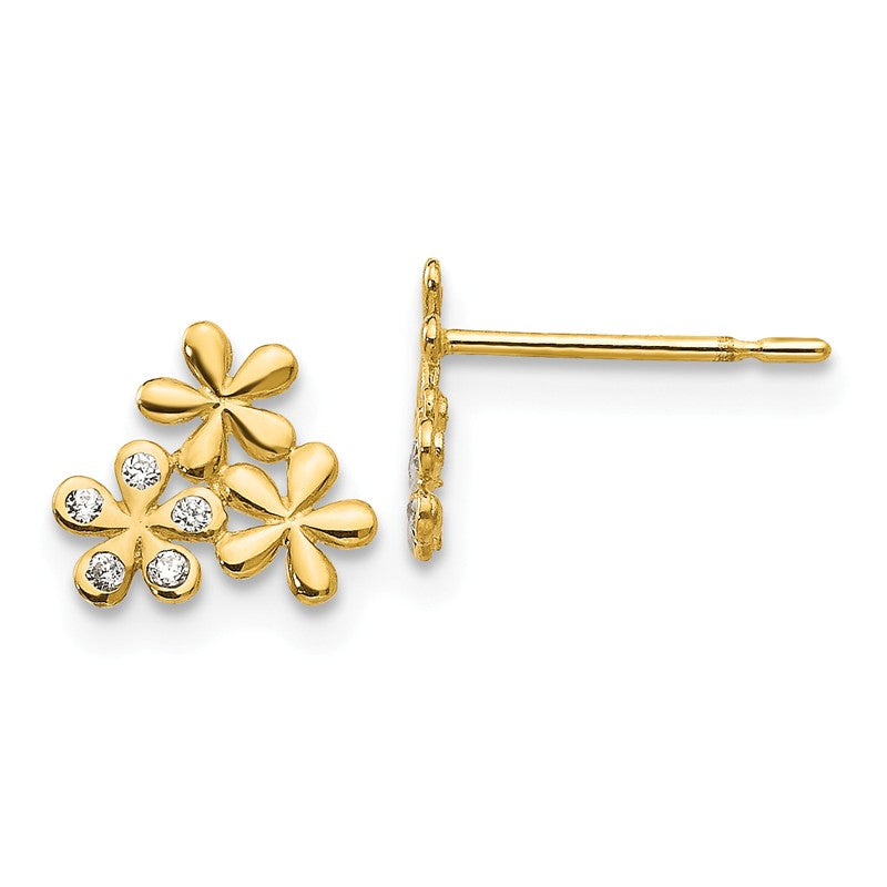 14k Madi K CZ Flowers Childrens Post Earrings GK802
