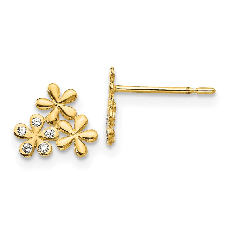 14k Madi K CZ Flowers Childrens Post Earrings GK802