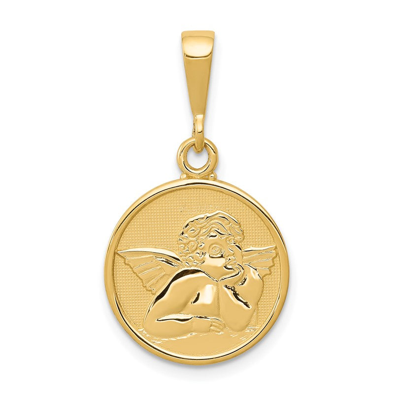 14K Polished and Satin Raphael Angel Round Pendant C1895