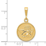 14K Polished and Satin Raphael Angel Round Pendant C1895
