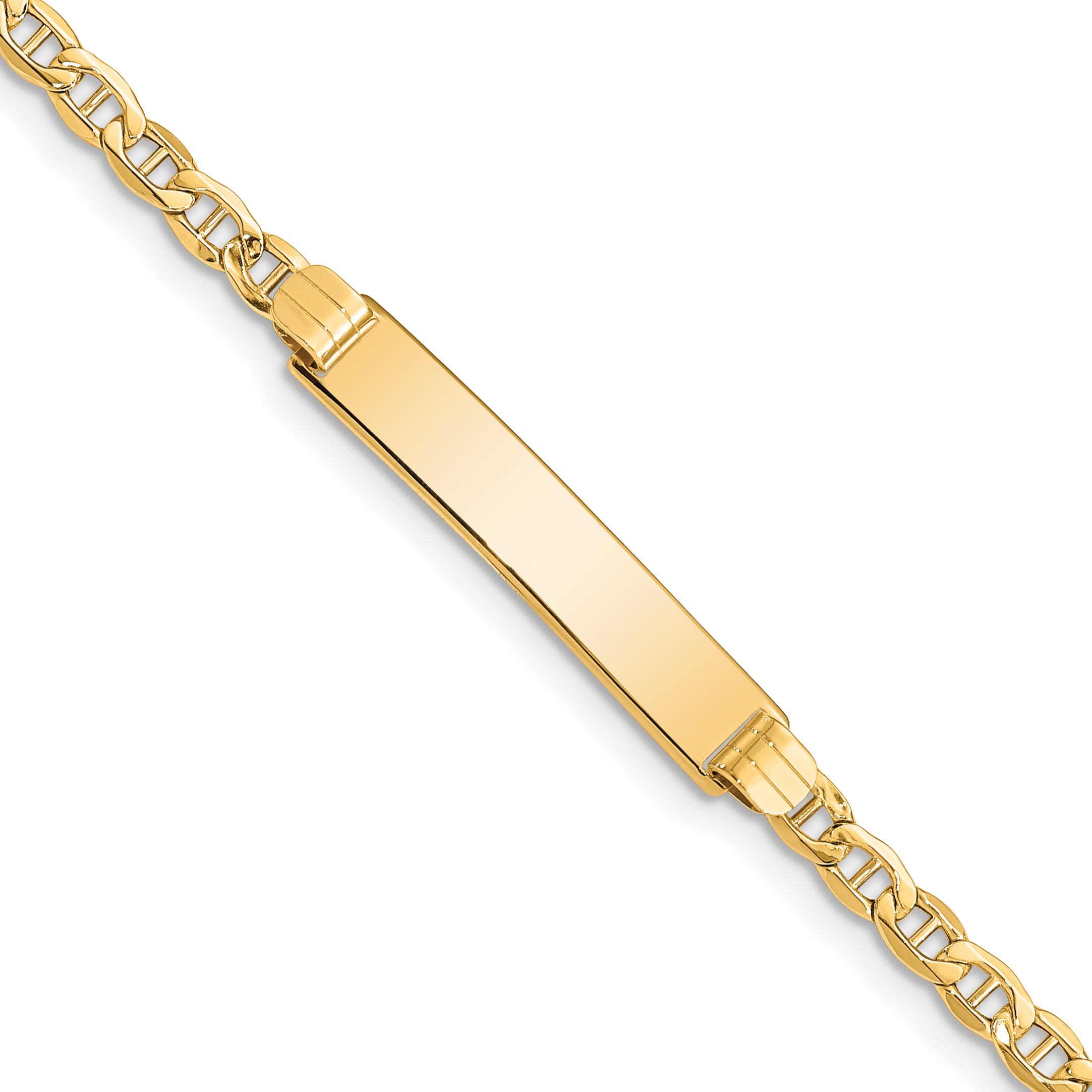 14k Polished Semi-Solid Chain/Solid Plate Anchor Link 25.5x5mm Plate 7 inch ID Bracelet DCID105