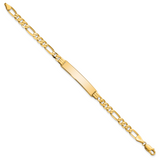 14k Polished Solid Chain/Solid Plate Flat Figaro Link 33.5x7mm Plate 7 inch ID Bracelet LID78