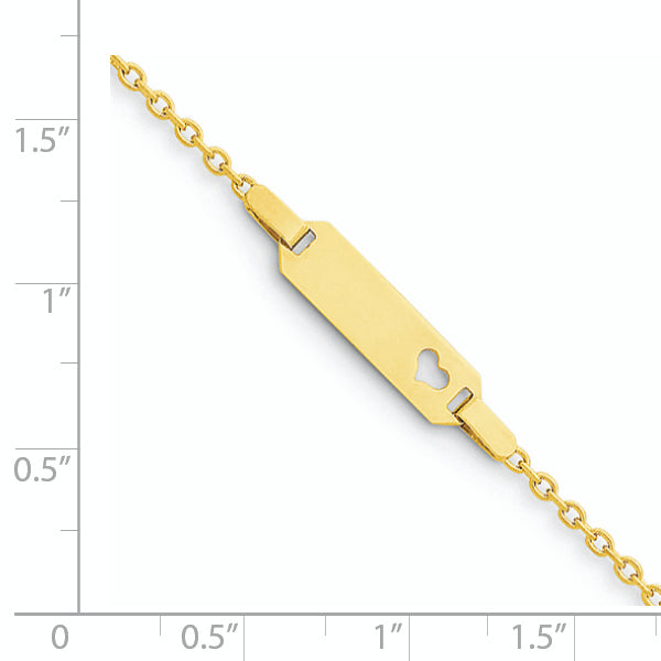 14K Polished Cut-out Heart 18x5mm Plate 6 inch Baby/Child ID Bracelet BID84