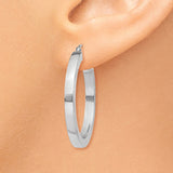 14k White Gold 3x30mm Polished Square Tube Hoop Earrings Z1117