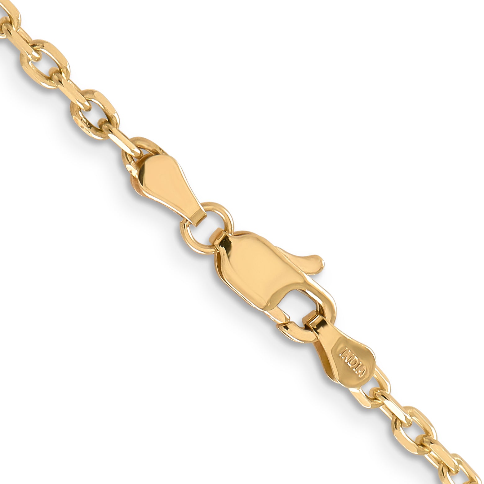 14K 26 inch 3mm Diamond-cut Round Open Link Cable with Lobster Clasp Chain PEN206