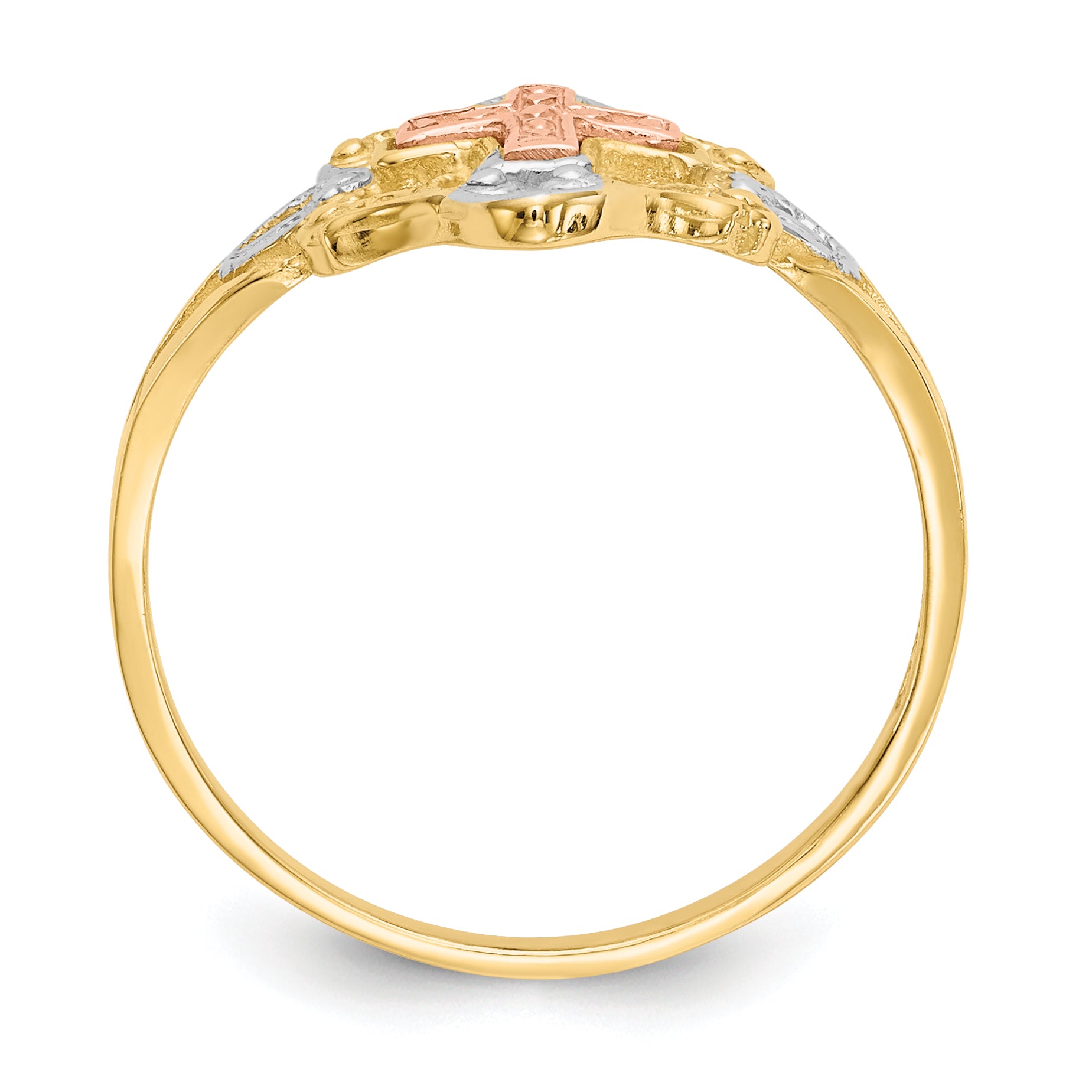 14K Two-tone with White Rhodium Cross Ring K3944