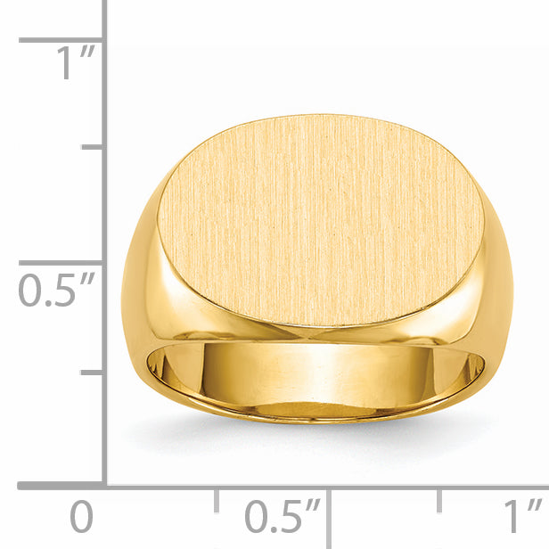 14k 19.0x13.0mm Oval Closed Back Mens Signet Ring RS254