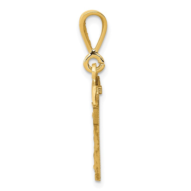 14k Small Brushed Diamond-cut Number 17 Charm SN17