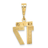 14k Small Brushed Diamond-cut Number 17 Charm SN17