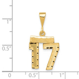 14k Small Brushed Diamond-cut Number 17 Charm SN17