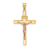 14K Two-tone INRI Crucifix Pendant C4763