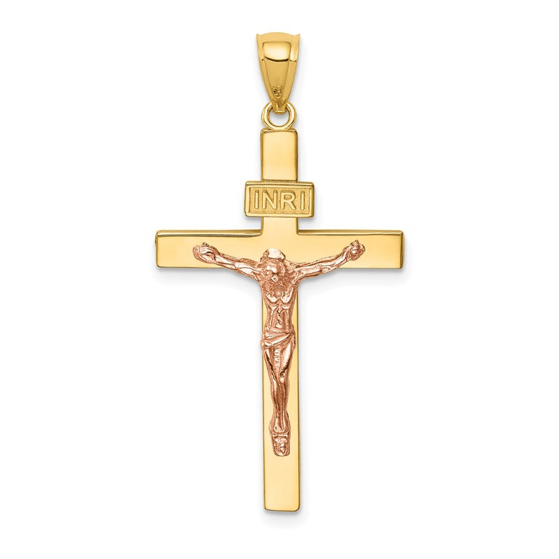 14K Two-tone INRI Crucifix Pendant C4763