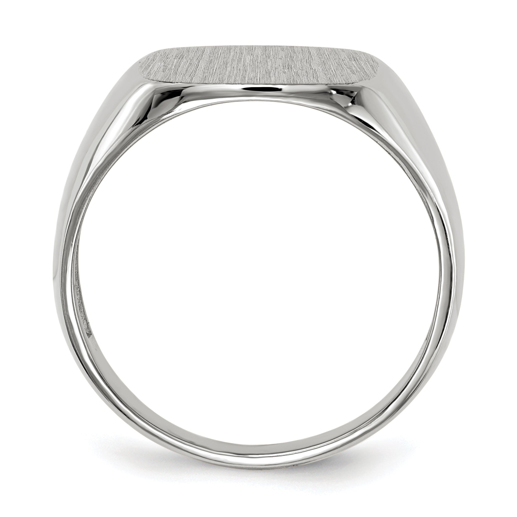 14k White Gold  13.5mm x14.5mm Open Back Men's Signet Ring RS608