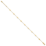 14K Polished Disc 9-Station 9 inch Plus 1 inch Extender - Total 10 inch Anklet ANK195