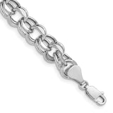 14k White Gold 9.5mm Hollow Double Link 7.25 inch Charm Bracelet WSD5
