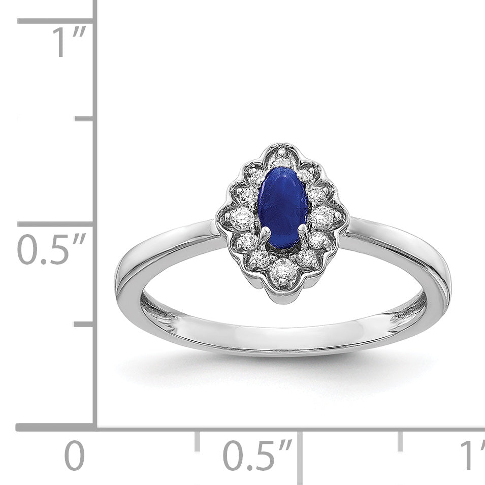14k White Gold Diamond and Oval Cabochon Sapphire Ring RM4033