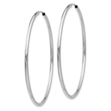 14k White Gold 2x54mm Polished Round Endless Tube Hoop Earrings H998