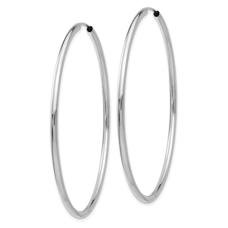 14k White Gold 2x54mm Polished Round Endless Tube Hoop Earrings H998