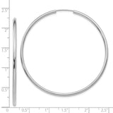 14k White Gold 2x54mm Polished Round Endless Tube Hoop Earrings H998