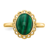 14k 10x8mm Malachite Cabochon Ring Y4494MB