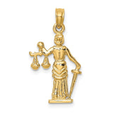 14k 3-D Lady of Justice with Moveable Scales Pendant C3121