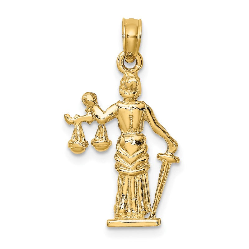 14k 3-D Lady of Justice with Moveable Scales Pendant C3121