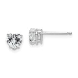14k White Gold 5mm Heart Cubic Zirconia Post Earrings XE97WCZ