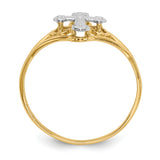14k and White Rhodium Cross Ring K2054