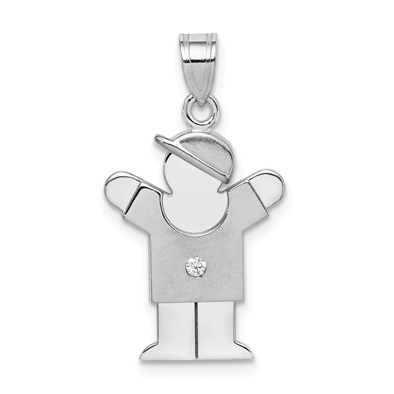 14k White Gold The Kids Small Boy with Hat on Right AA Diamond Love Charm XK439AA