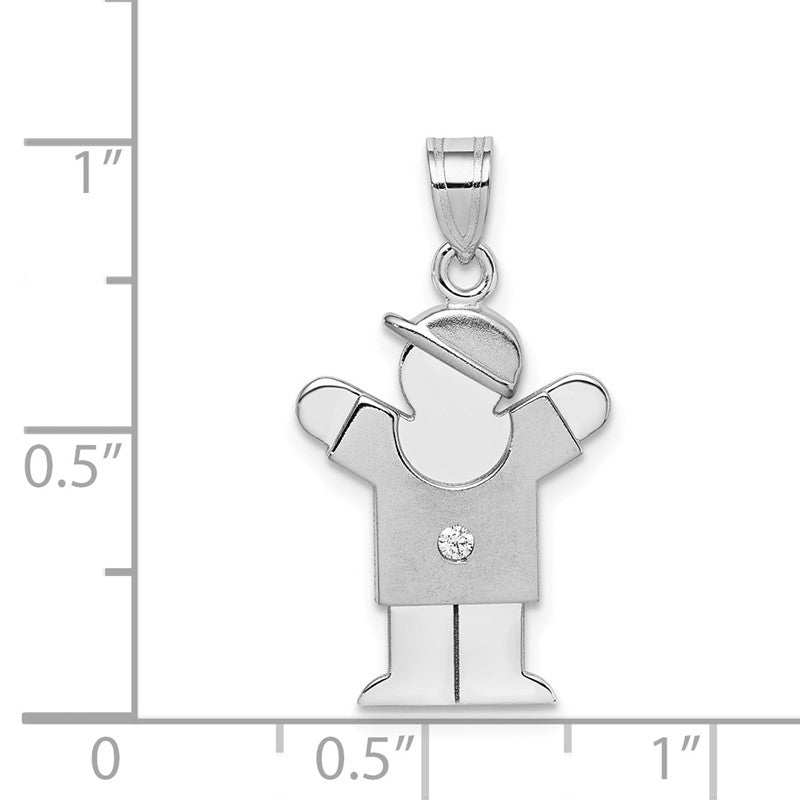 14k White Gold The Kids Small Boy with Hat on Right AA Diamond Love Charm XK439AA