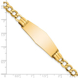 14k Polished Semi-Solid Chain/Solid Plate Curb Link Soft Diamond Shape 39x14mm Plate 7 inch ID Bracelet DCID111C