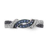 14k White Gold with Black Rhodium 1/4 carat White and Blue Diamond Swirl Ring RM5680