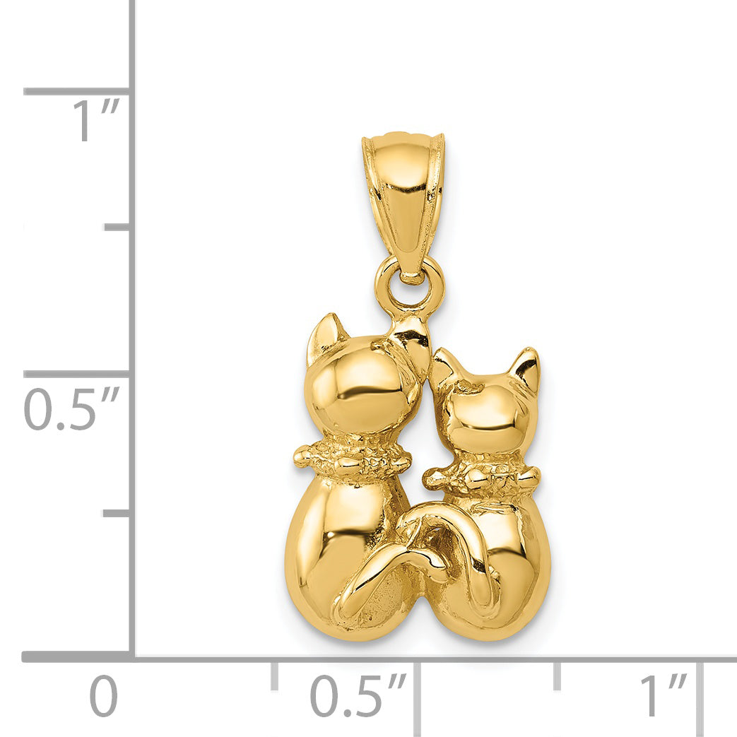 14K Big and Little Cats Pendant D3437