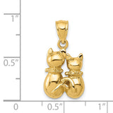 14K Big and Little Cats Pendant D3437