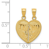 14k Two-piece Break-Apart Diamond-cut TE AMO Heart Pendants K5877