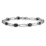 14k White Gold Complete Diamond and Oval Emerald Paperclip Link 7.25 inch Bracelet BM4489