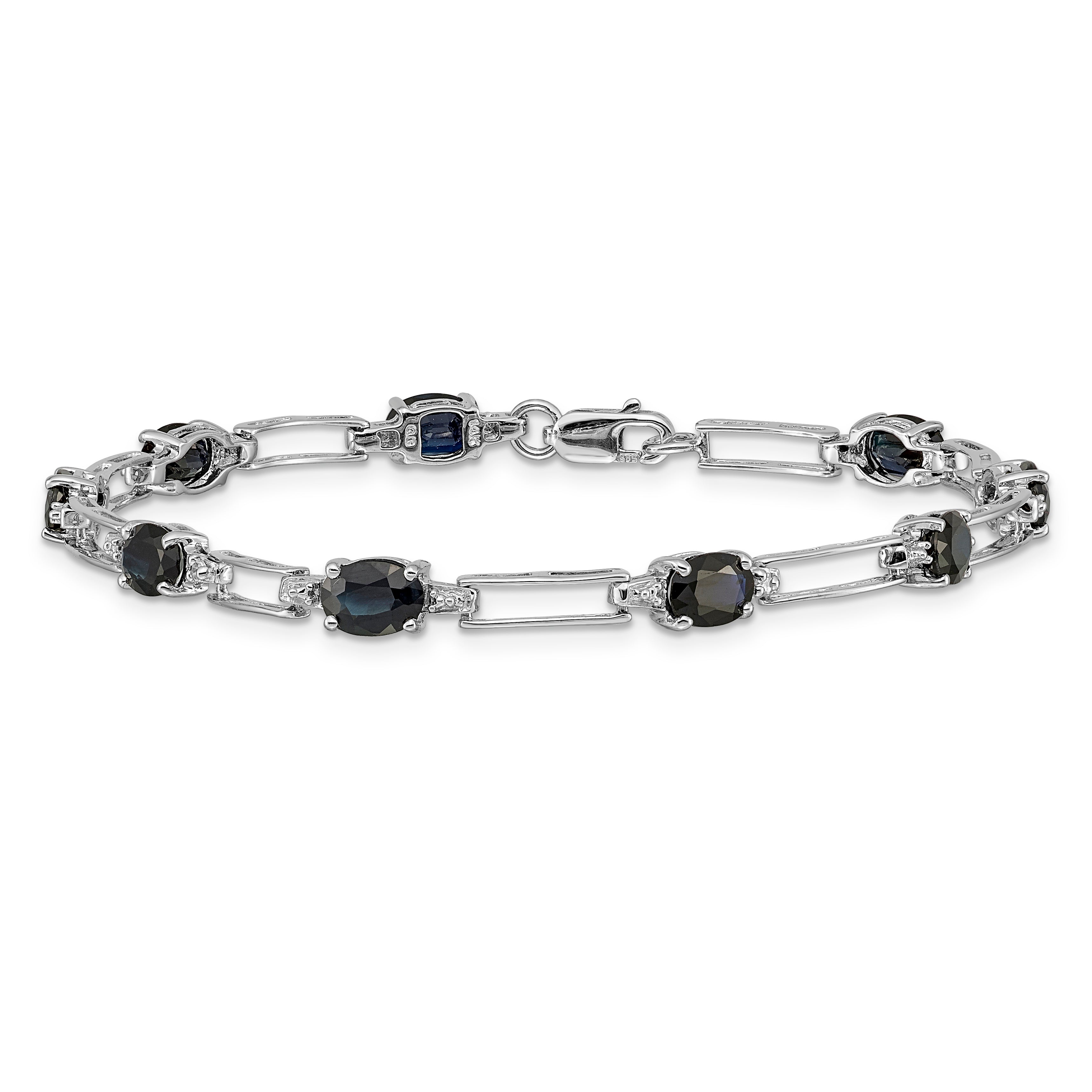14k White Gold Complete Diamond and Oval Emerald Paperclip Link 7.25 inch Bracelet BM4489