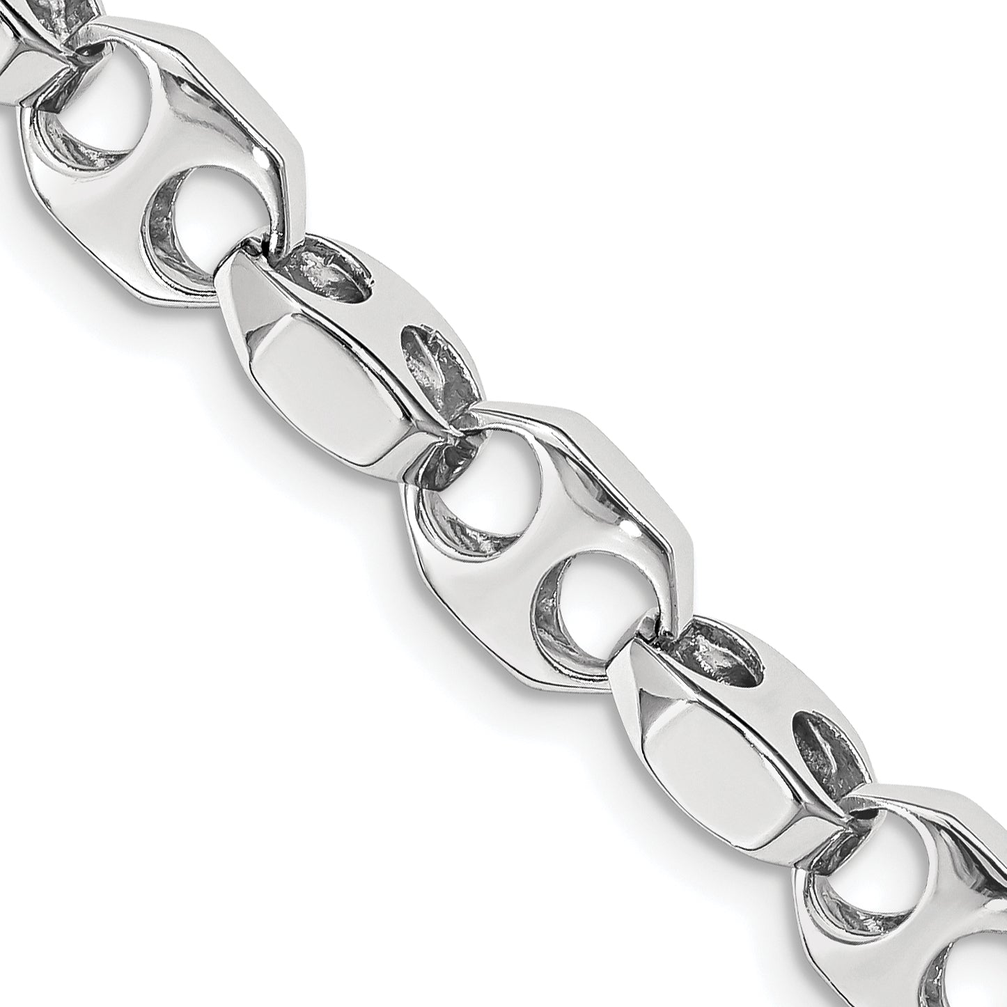 14K White Gold 20 inch 7.2mm Hand Polished Fancy Link with Fancy Lobster Clasp Chain WLK609