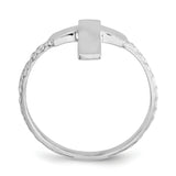 14k White Gold Polished and Textured Cross Ring K5741