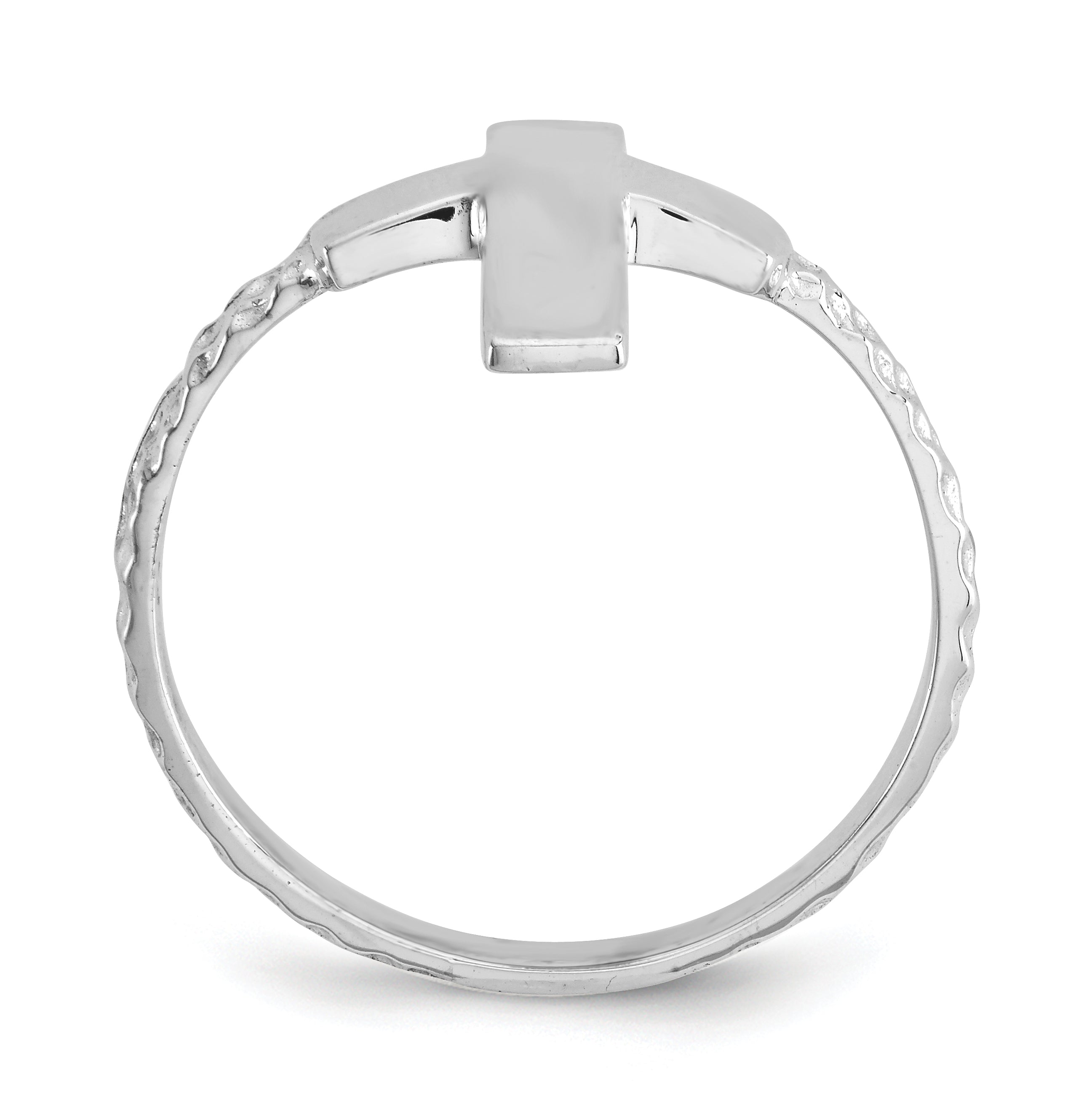14k White Gold Polished and Textured Cross Ring K5741
