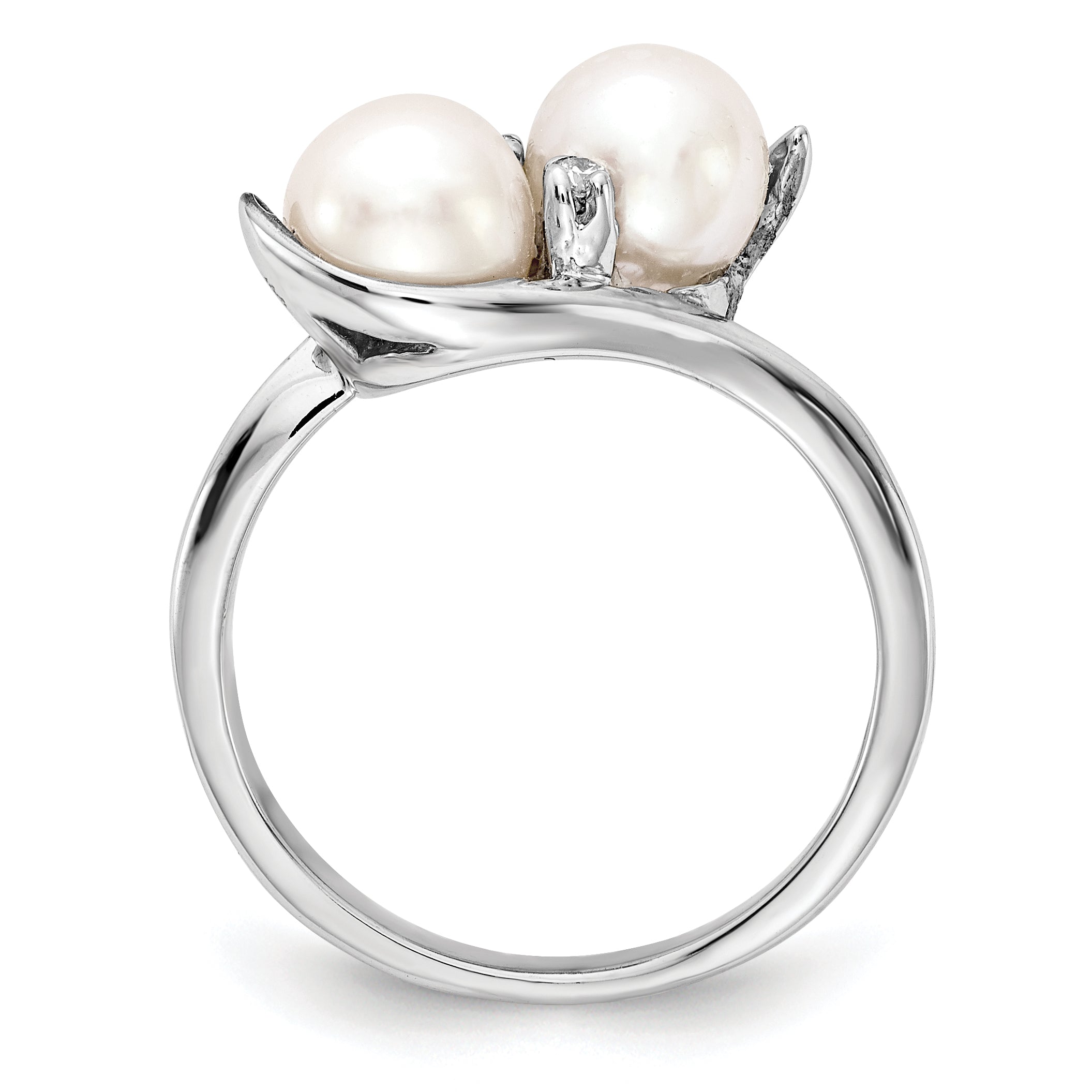 14k White Gold 6mm FW Cultured Pearl A Diamond ring Y4367PL/A