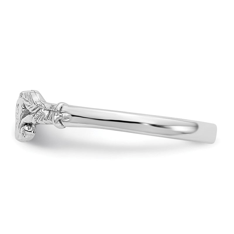 14K White Gold Textured Mini Heart Size 1 Baby / Childs Ring K5794