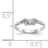 14K White Gold Textured Mini Heart Size 1 Baby / Childs Ring K5794