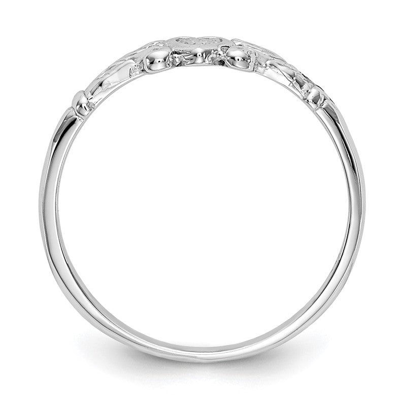 14K White Gold Textured Mini Heart Size 1 Baby / Childs Ring K5794