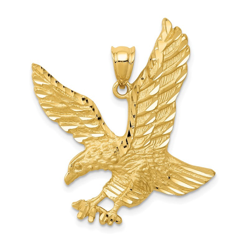 14k Satin Diamond-cut Eagle Pendant C2423