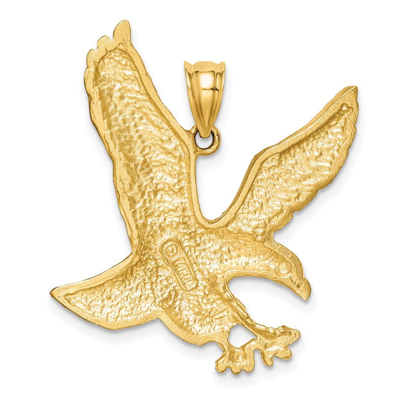 14k Satin Diamond-cut Eagle Pendant C2423