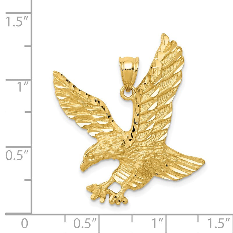 14k Satin Diamond-cut Eagle Pendant C2423